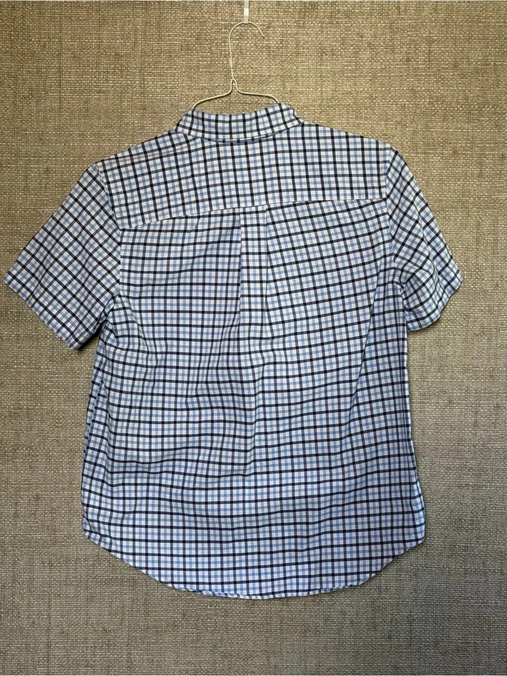 Ralph Lauren Blue and White Check Short-Sleeve Button-Down Shirt
